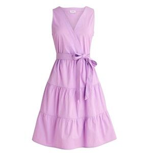 J. Crew NEW‎ Faux Wrap Sleeveless Tiered Skirt Dress Size 4 in Bright Lilac